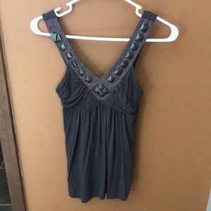 Brown tank with metal bead detail